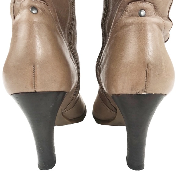 Guess Gallira Women's Knee High Slouch Biker Boots Taupe/Beige Leather Heels 7.5 - Picture 10 of 12